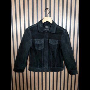 AllSaints Jacket 6 / S Womens Black 100% Leather Suede Wax Fabric Cropped